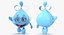 Water Drop Cartoon Lady Character Waving 3D Model