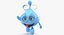 Water Drop Cartoon Lady Character Waving 3D Model