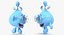 Water Drop Cartoon Lady Character Waving 3D Model