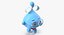 Water Drop Cartoon Lady Character Waving 3D Model