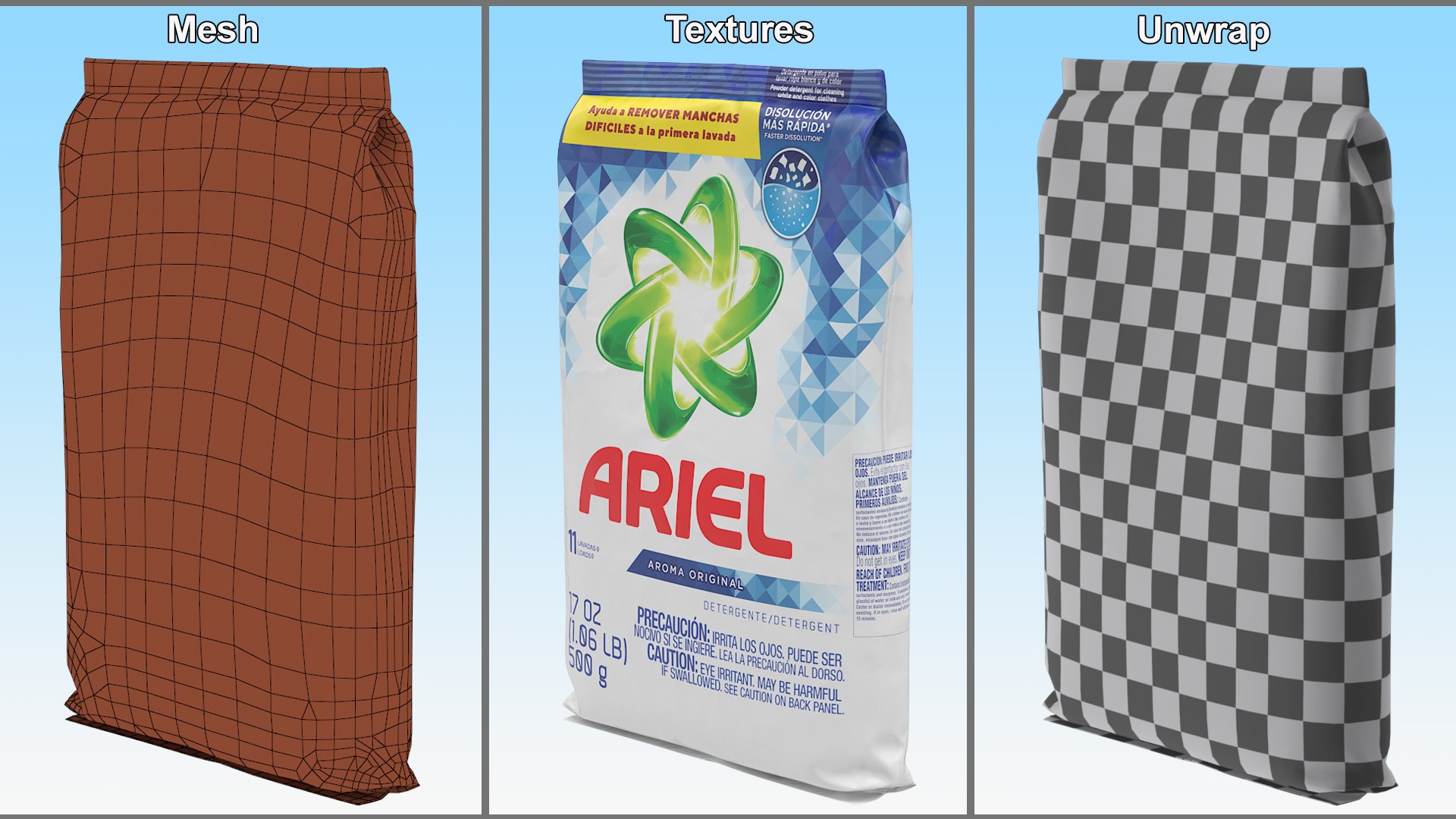 3D Ariel Detergent Packet 500g model https://p.turbosquid.com/ts-thumb/4W/ktUA8Q/3U/ariel_detergent_packet_500g_010/jpg/1747678580/1920x1080/fit_q87/0d31f66bf59fcdcfc42c467c0e5d428a50ec36e1/ariel_detergent_packet_500g_010.jpg