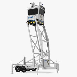 Flir SkyWatch Mobile Surveillance Tower Rigged 3D Model