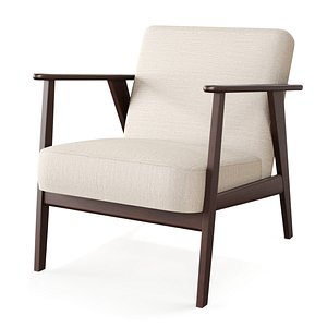 3D Wooden Retro Armchair model