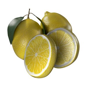 Half Slice and Whole Lemons with Unwrapped UVW Map