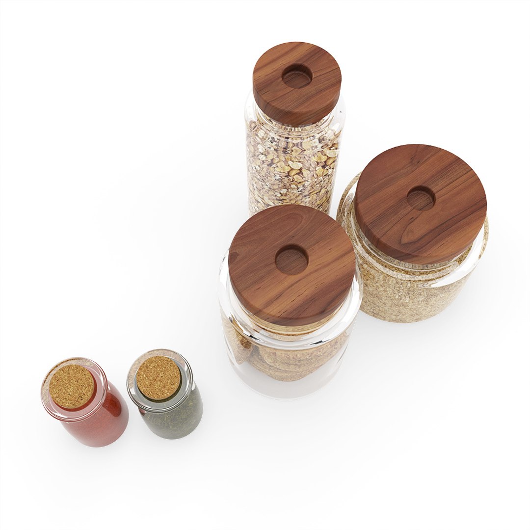 3D kitchen glass jars https://p.turbosquid.com/ts-thumb/4X/HUXhgj/mwApCKur/2k_glassjars_preview_02/jpg/1594573287/1920x1080/fit_q87/c38998f02e74ff792b40d39e2a6d75901b118b49/2k_glassjars_preview_02.jpg
