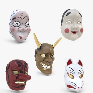 Japanese Noh mask collection 3D model