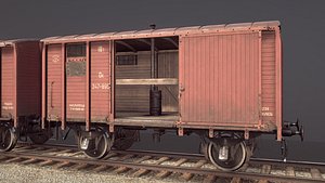railway covered goods wagon 3D