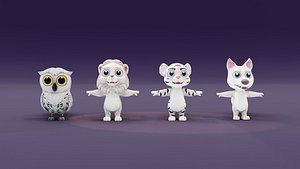 Animated Cartoon Animals 3D Models Pack 7 model