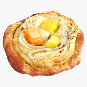 Bun with cream and fruit jelly 3D