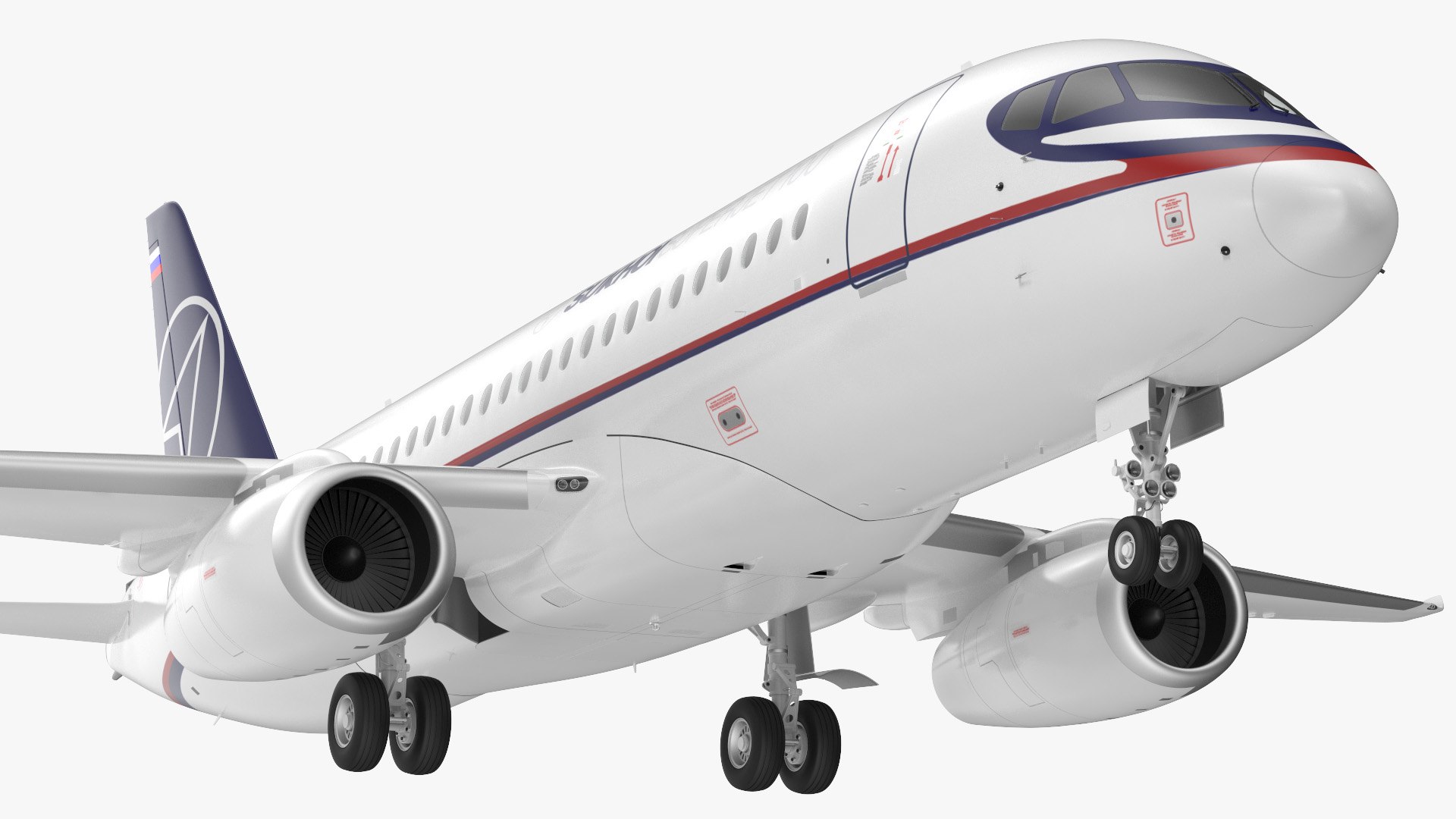 Sukhoi Superjet 100 with Saberlets Rigged 3D model preview