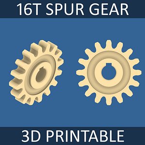 free 16-tooth spur gear 3d model