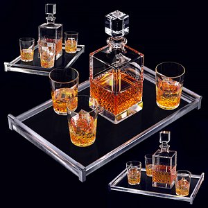 3D whiskey set decanter glass