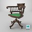 Ancienne chaise de bureau en bois Low-poly PBR