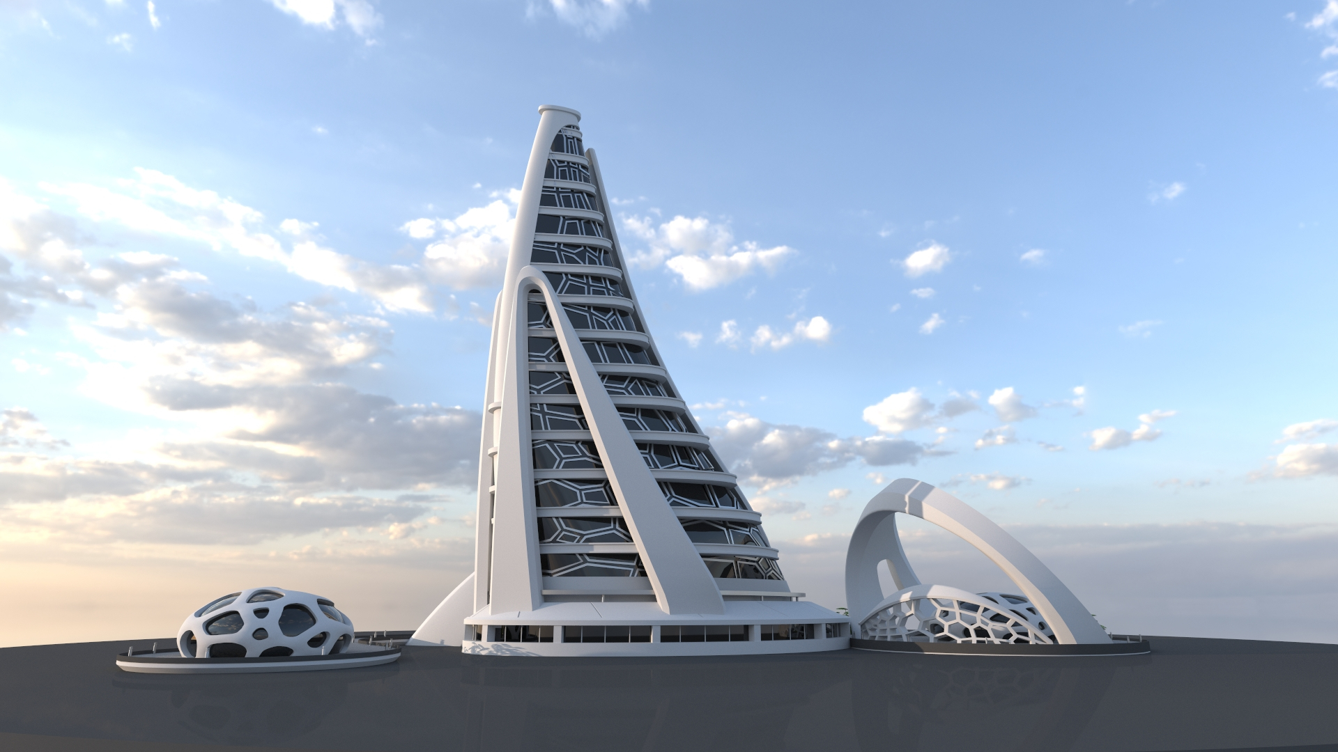 3D Sci-Fi Futuristic Building Concept 1 - TurboSquid 2298319