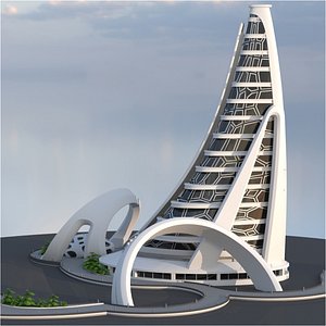 3D Sci-Fi Futuristic Building Concept 1