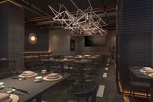 3D Modern restaurant 3D with vray texture