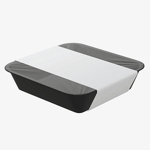 Plastic food container box tray with label mockup 09