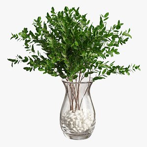 3d model vase leaves