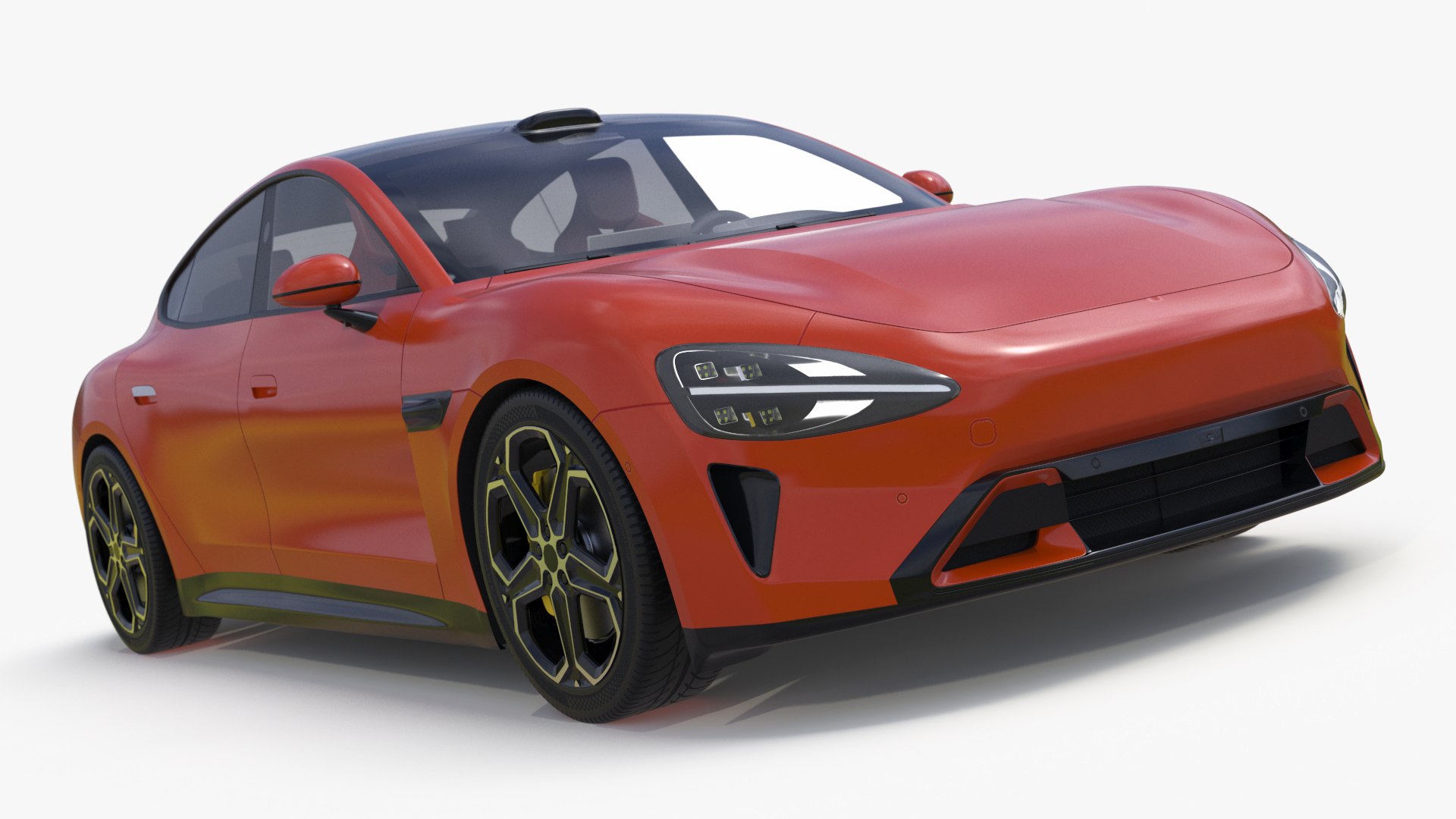 Electric Car Sedan Orange 3D model preview