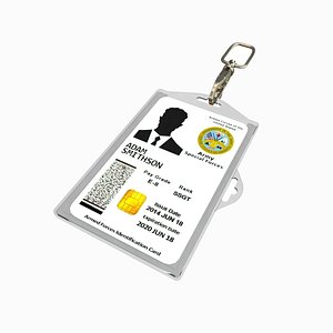 3D Special Forces Card in Lanyard - Army Pass - With textures - 3D Asset model