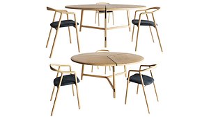 De Padova Mavari table and Woak Brioni Chair 3D model
