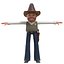 3D cowboy cow cartoon
