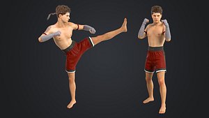 3D Muay Thai Boxer Rigged model