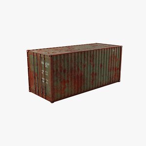 20Ft Cargo Container - Green - Rusted 3D model