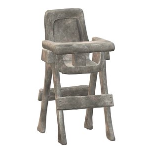 High childrens antique chair 3D model
