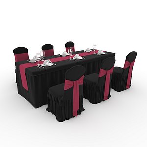 Banquet Table and Chair 136 3D