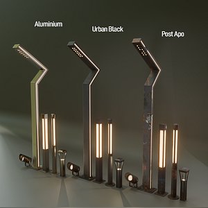 3D Metropolis Modern Outdoor Luminaire Set - PBR - 3 Styles model