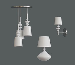 3D set white lamp light model