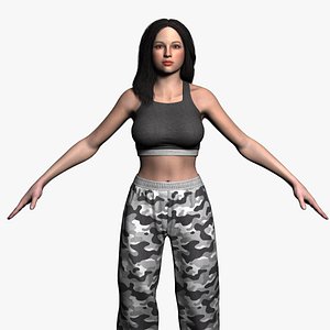 3D Sporty Casual Girl Rigged