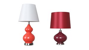 Two Decorative Red Lamps 3D Model 3D