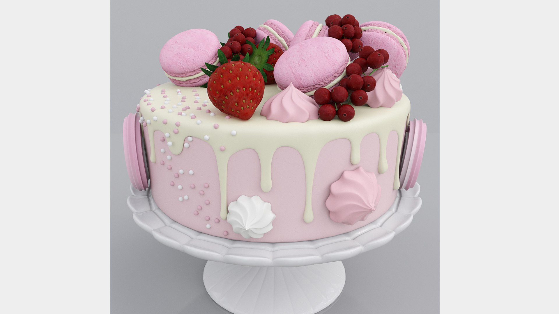 Strawberry pink dessert 3D model - TurboSquid 1900058