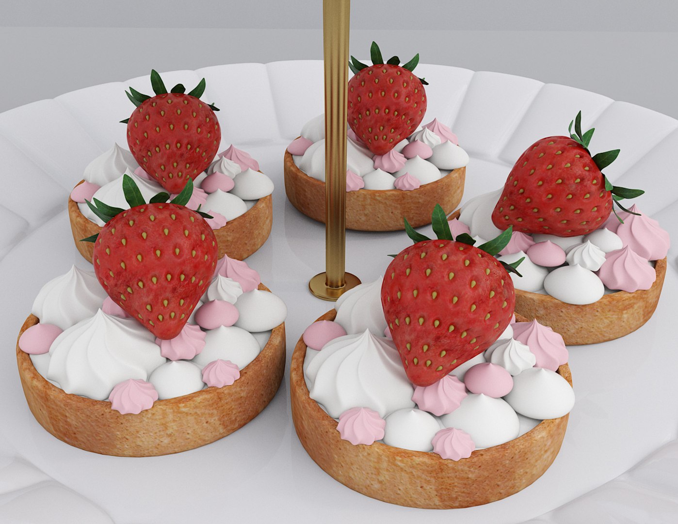 Strawberry pink dessert 3D model - TurboSquid 1900058