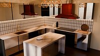 Modular Luxury Kitchen Full Scene Components with Chimney