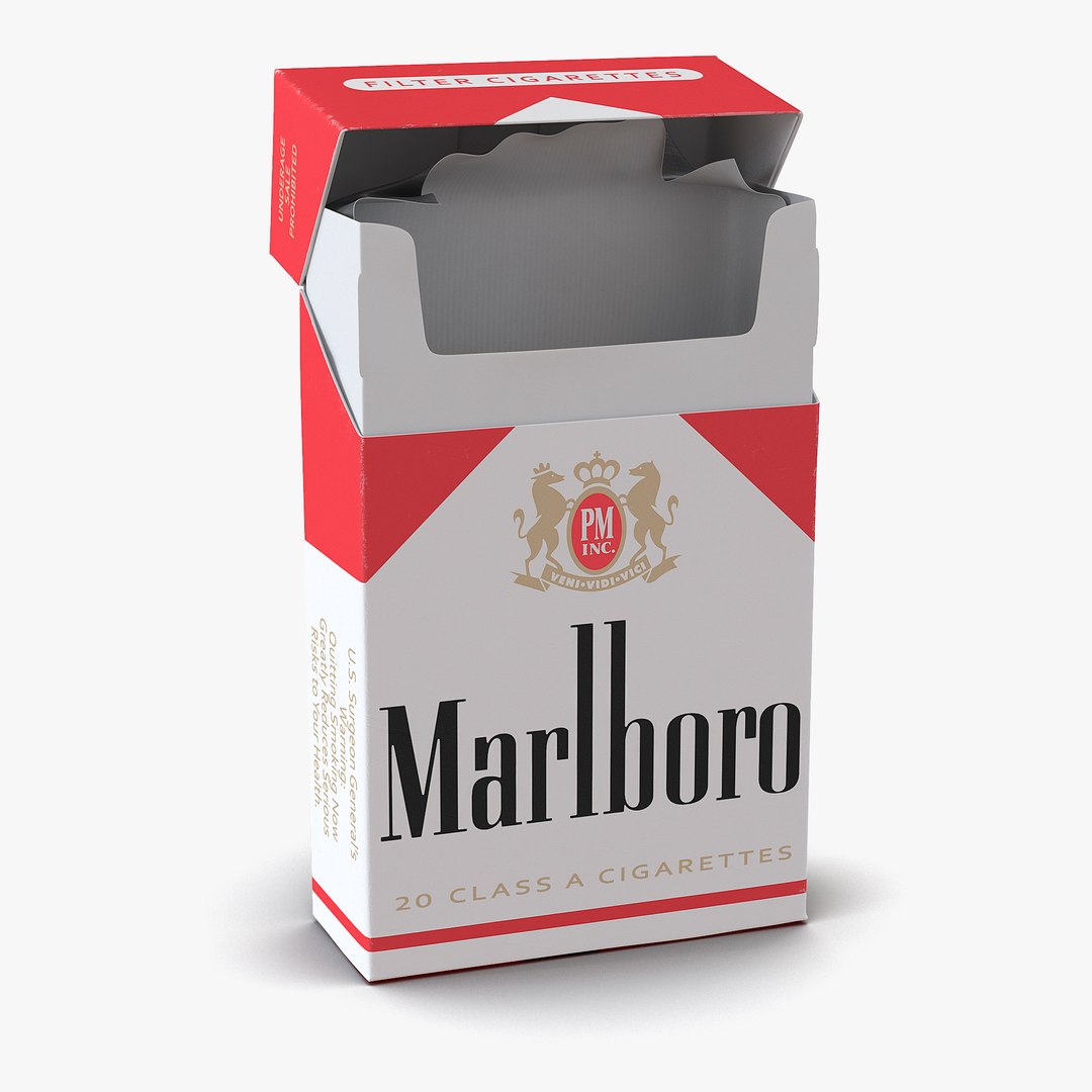 Opened Cigarettes Pack Marlboro 3D Model 3D model preview