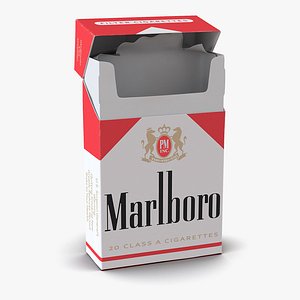 opened cigarettes pack marlboro 3d model
