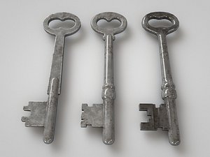 3D vintage key old model