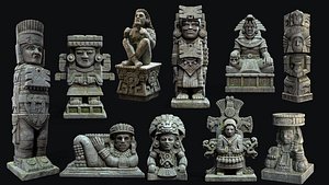 3D Aztec Mayan Statue
