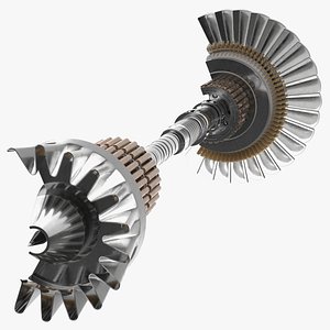 3D model Aircraft Engine Turbine Shaft in Section