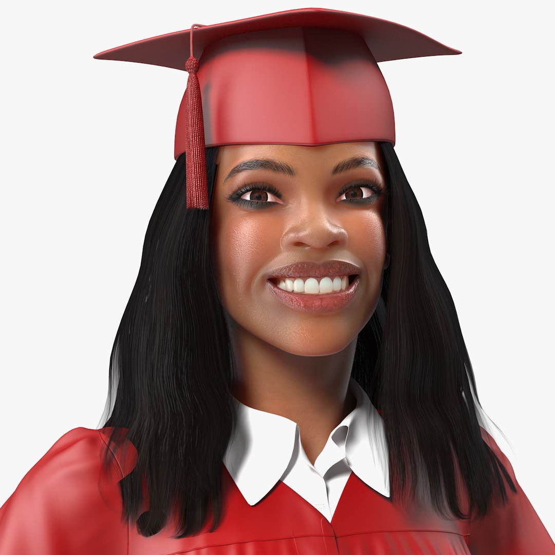Light Skin Graduation Gown Woman Rigged 3D model preview