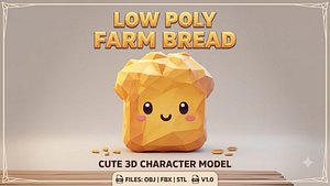 Low Poly Farm-Style Bread 3D Model 3D model