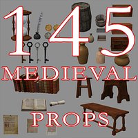 145 Medieval Props, Low Poly