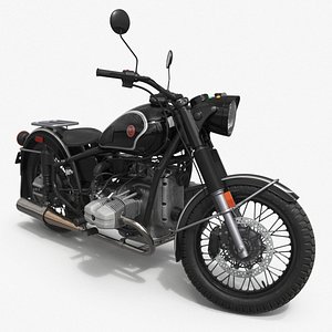 Motorcycle Ural M70 Black Rigged for Cinema 4D