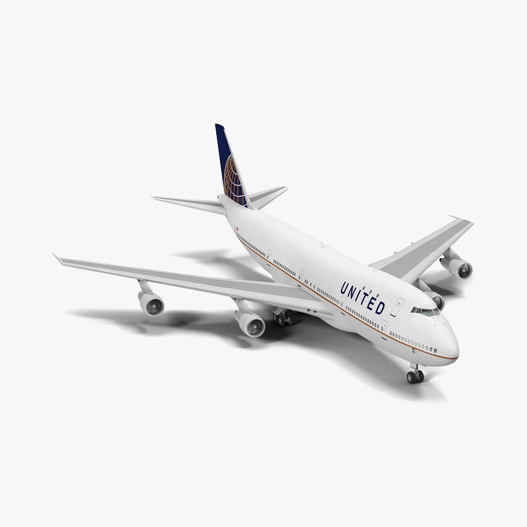 Boeing 747-100B United 3D model preview
