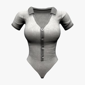 3D Shirt Neck Knit Sweater Body Suit Top model