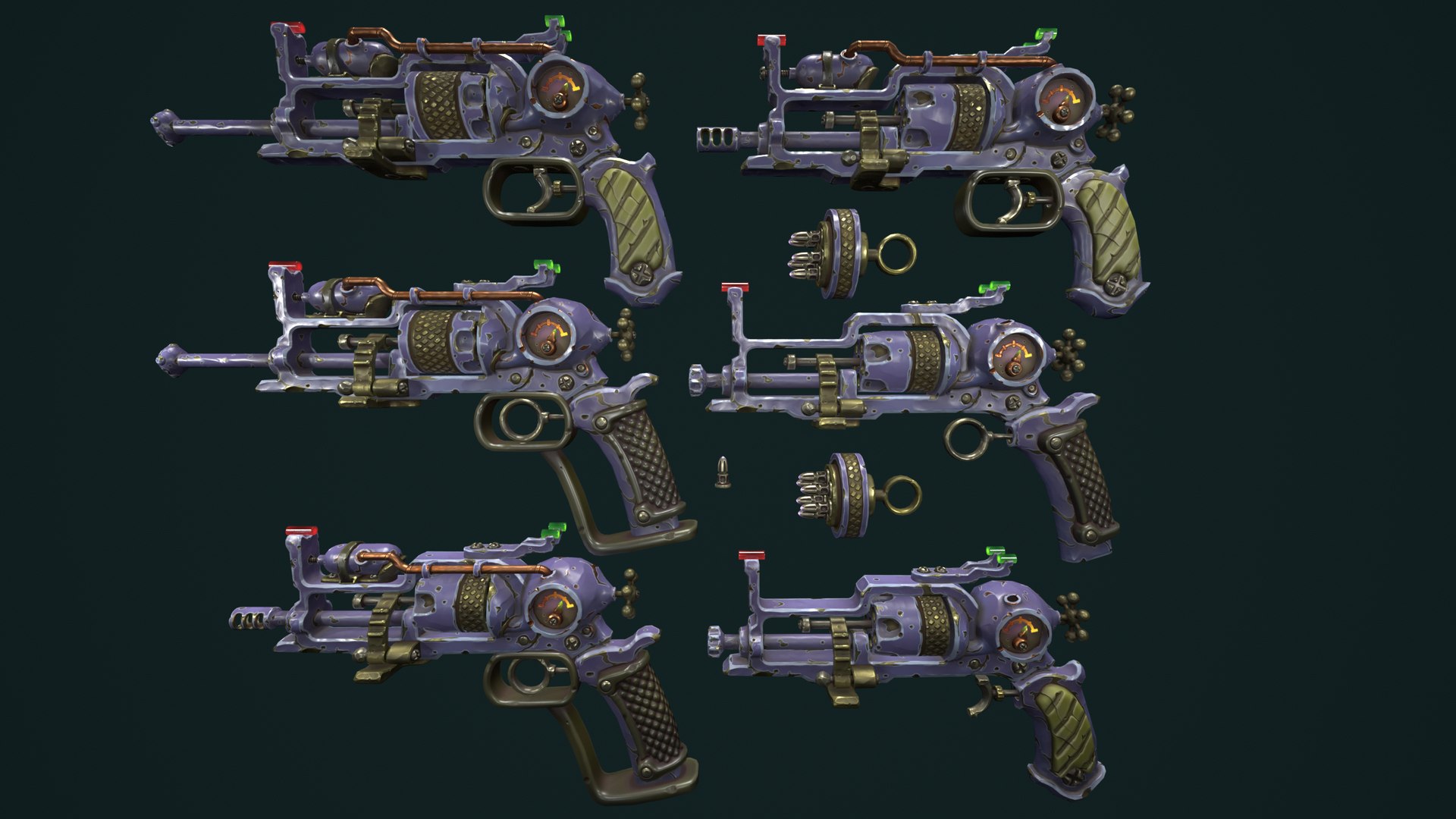 Modular Stylized Steampunk Revolver Model - TurboSquid 2333062