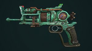 Modular stylized steampunk revolver model